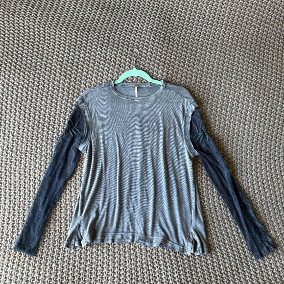 Free People Billie Jean Twofer Lace Sleeve Top in XS - Picture 3 of 7